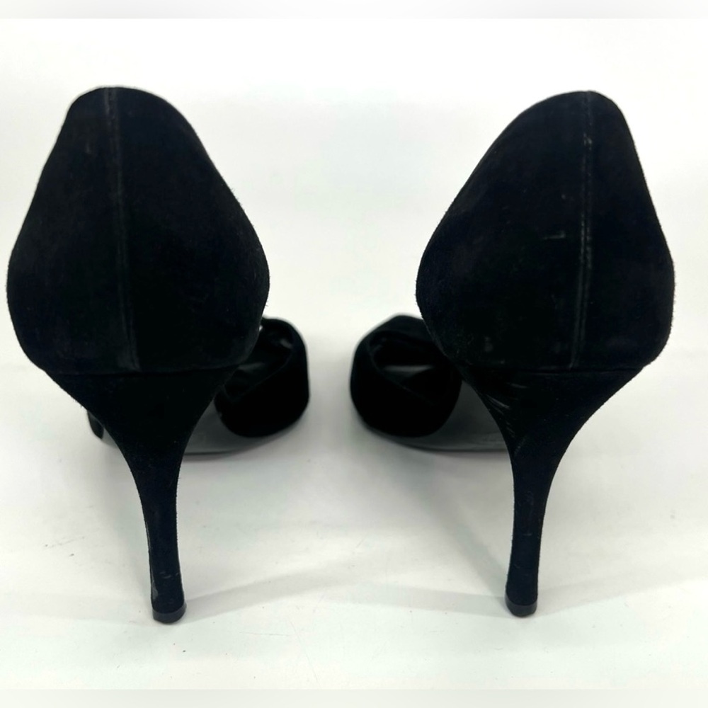 Vintage Prada Black Suede Peeptoe Stiletto Pumps D’Orsay Style Size 39 US 9 Nine - Picture 4 of 10